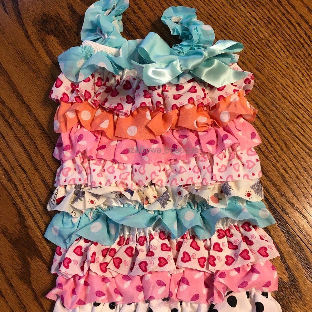 ***** Multi Prints Satin Romper  MULTIL   Large 2T-3T  NWT Boutique